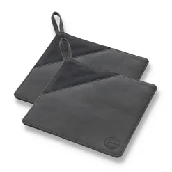 2 Agarradores Pillivuyt Gourmet 20,5x20,5 cm, Cuero negro