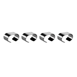 4 Anillos servilleteros Groovy, Acero inoxidable