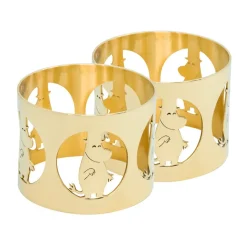 2 Anillos servilleteros Hilke X Mumins papá Moomin, Latón niquelado