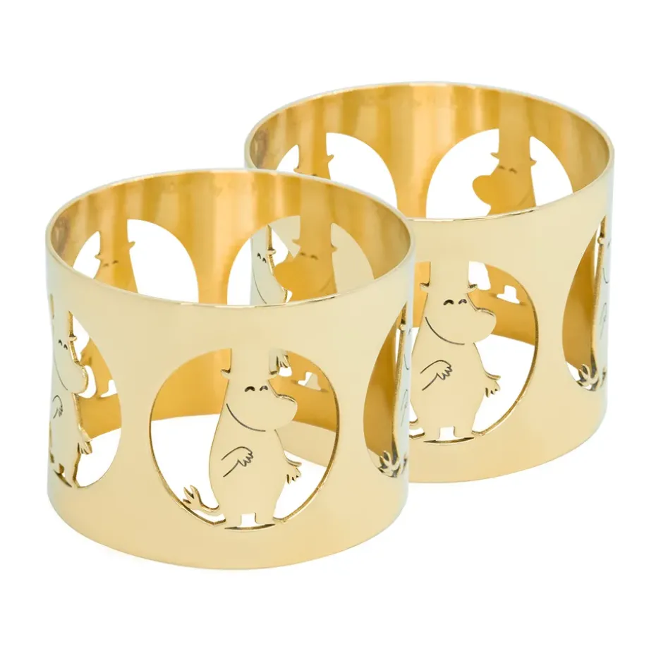 2 Anillos servilleteros Hilke X Mumins papá Moomin, Latón niquelado