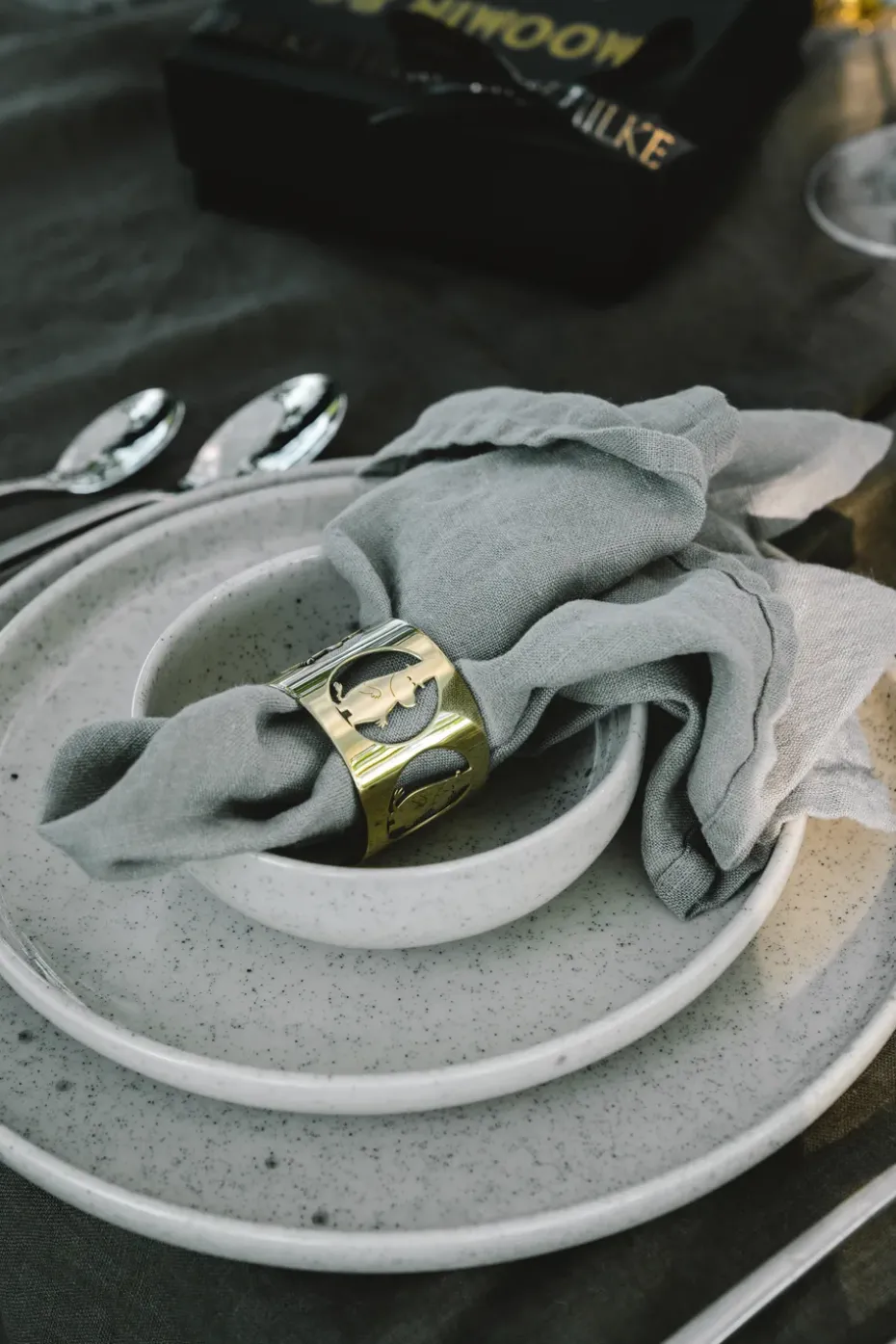 2 Anillos servilleteros Hilke X Mumins papá Moomin, Latón niquelado