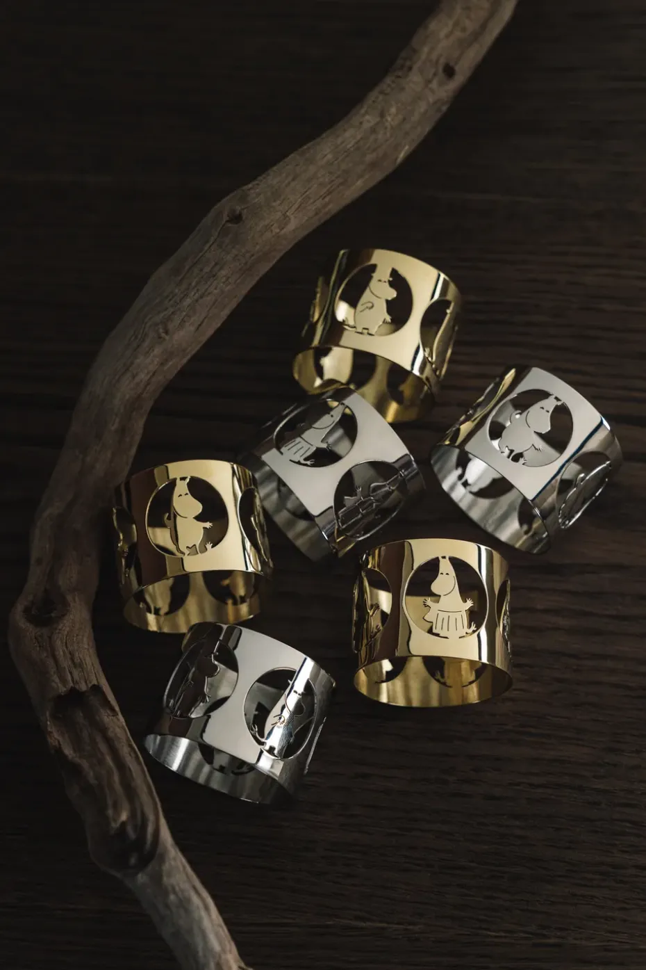 2 Anillos servilleteros Hilke X Mumins trol Moomin, Latón