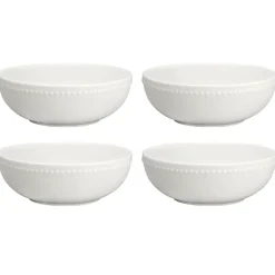 4 Boles para desayuno Dots 60 cl, Blanco crema