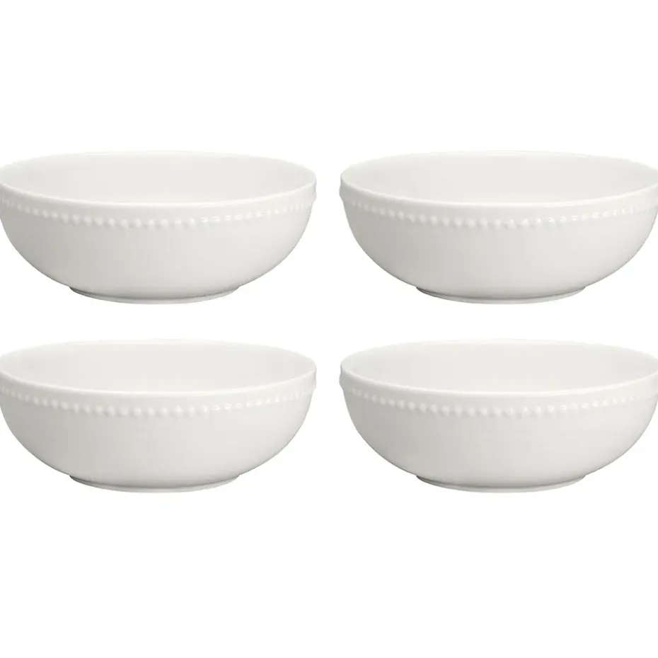 4 Boles para desayuno Dots 60 cl, Blanco crema