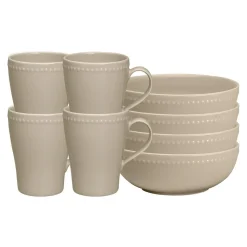 4 Boles para desayuno Dots 60 cl, Beige