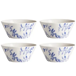 4 Boles para desayuno Havspil 60 cl, azul-blanco