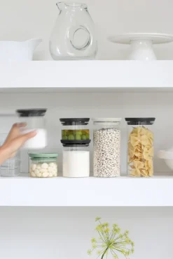 3 botes de cristal Brabantia, negro-gris-verde