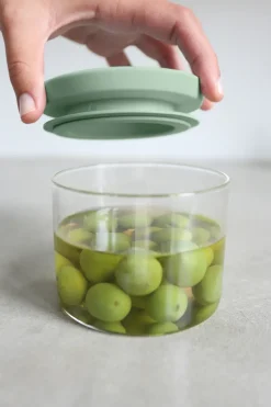3 botes de cristal Brabantia, negro-gris-verde