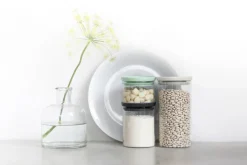 3 botes de cristal Brabantia, negro-gris-verde