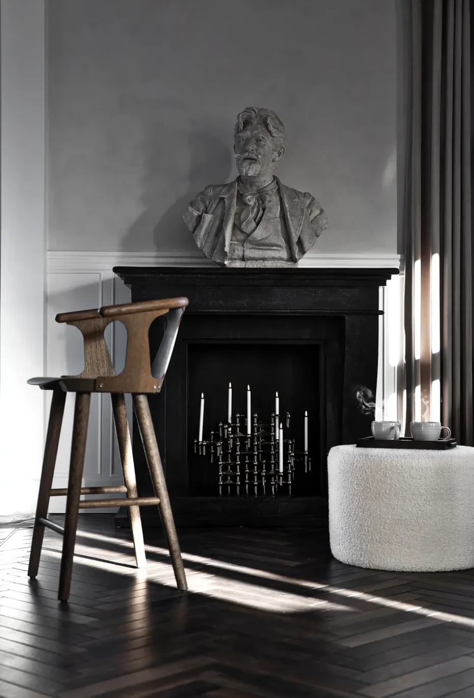3 Candelabros STOFF Nagel, cromo negro