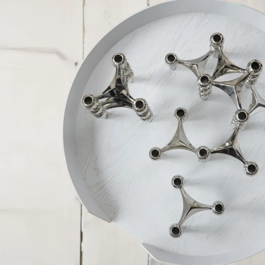 3 Candelabros STOFF Nagel, cromo