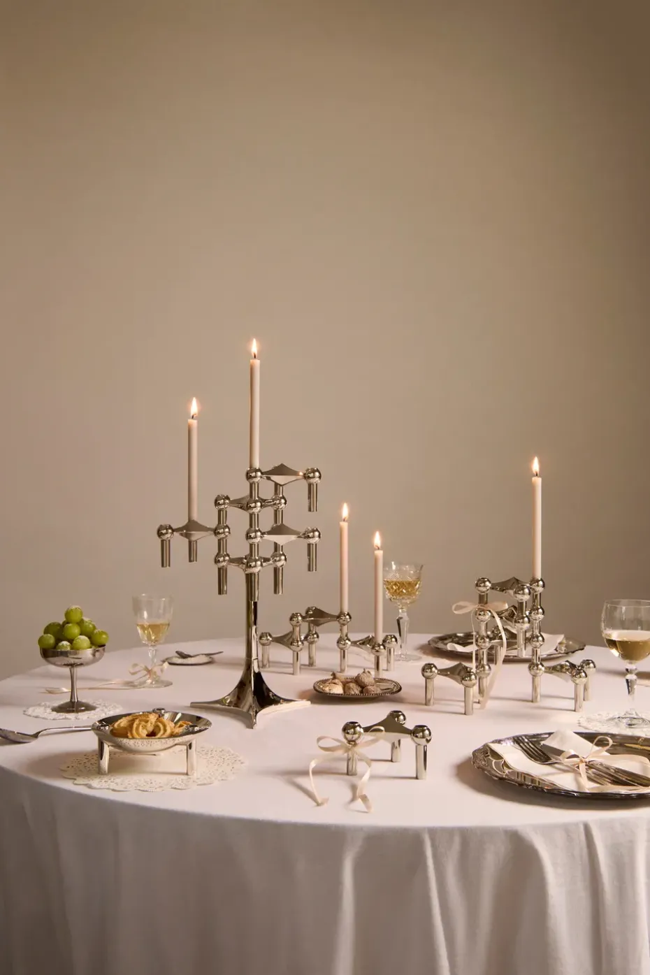 3 Candelabros STOFF Nagel, cromo