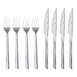 8 Cubiertos de carne Raw, Acero inoxidable pulido