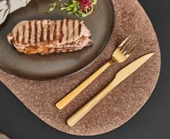 8 Cubiertos de carne Raw, Dorado
