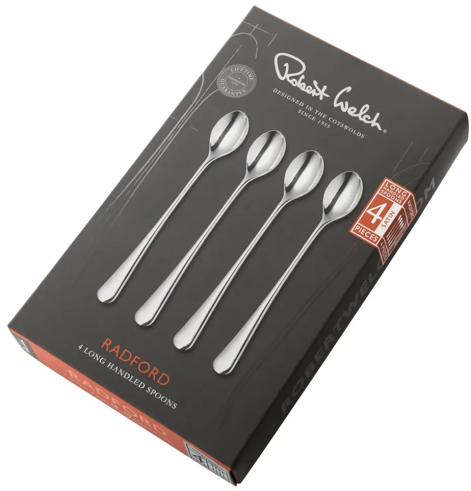4 Cucharas de café con leche Radford mate, acero inoxidable