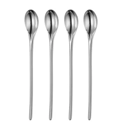 4 Cucharas de café con leche Bud Bright, acero inoxidable