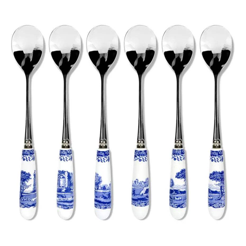 6 Cucharillas de té Blue Italian, Cerámica-acero inoxidable