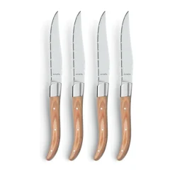 4 Cuchillos para parrilla Royal Steak, Natural en caja de madera