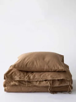 2 Fundas de almohada Stonewashed lino 50x60 cm, Avellana