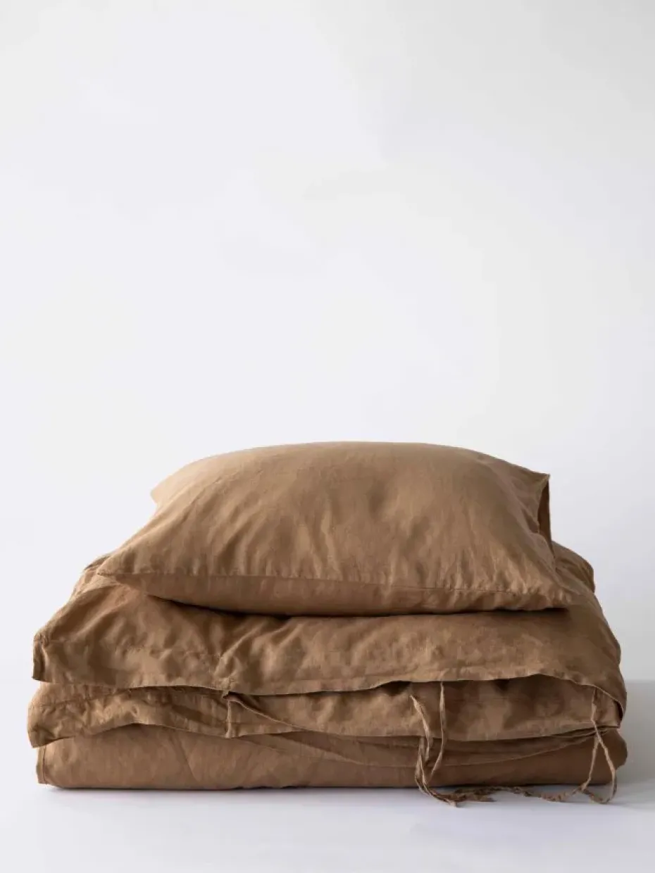 2 Fundas de almohada Stonewashed lino 50x60 cm, Avellana