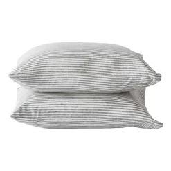 2 Fundas de almohada Stonewashed lino 50x60 cm, Grey-white