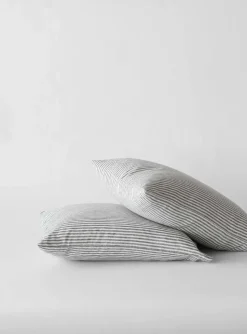 2 Fundas de almohada Stonewashed lino 50x60 cm, Grey-white