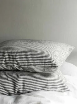2 Fundas de almohada Stonewashed lino 50x60 cm, Grey-white