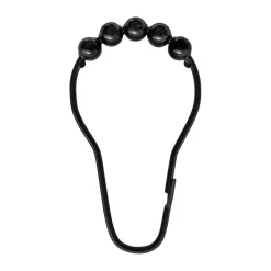 10 Ganchos Aqua para cortina de ducha, Negro