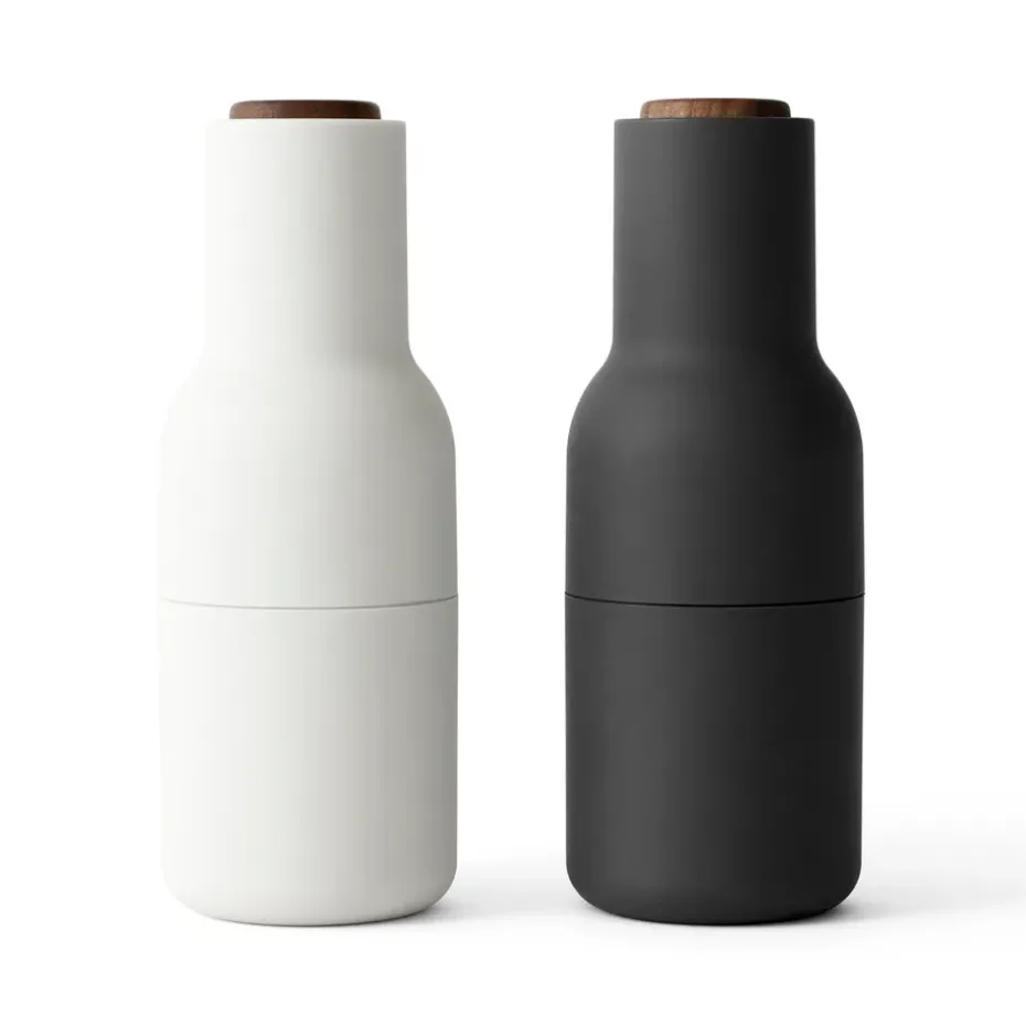 2 molinillos de especias Bottle, Ash-carbon (tapa de nogal)