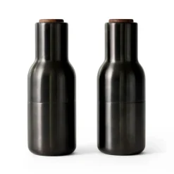 2 Molinillos de especias Bottle Grinder metal, Bronzed brass (tapa de nogal)