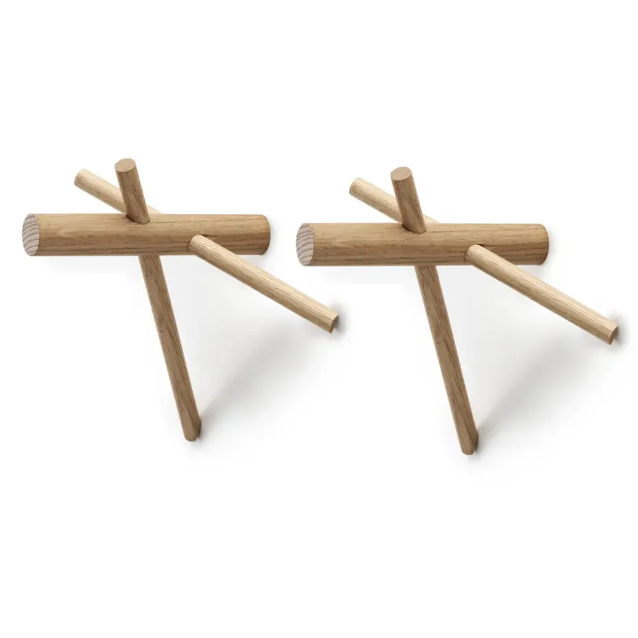2 percheros Sticks, set de 2, natural
