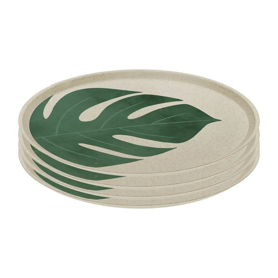 4 Platos Connect Ø25,5 cm, Monstera leaf