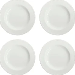 4 Platos Dots 28 cm, Blanco crema