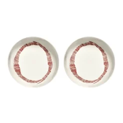 2 Platos hondos Ottolenghi Feast Ø22 cm, White stripes-red