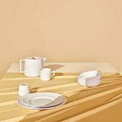 6 Platos Lines Ø21 cm, blanco