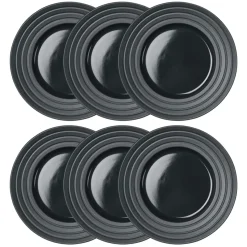6 Platos Lines Ø27 cm, gris oscuro