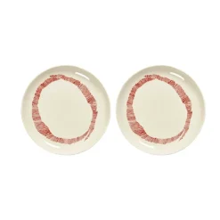 2 Platos Ottolenghi Feast S Ø19 cm, White stripes-red