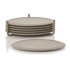 6 Posavasos con soporte Singles, Taupe