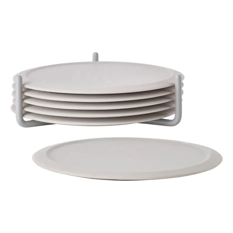 6 Posavasos con soporte Singles, Warm grey