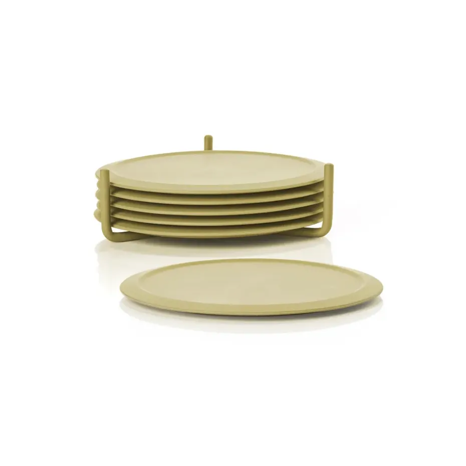 6 Posavasos con soporte Singles, Leroble Green