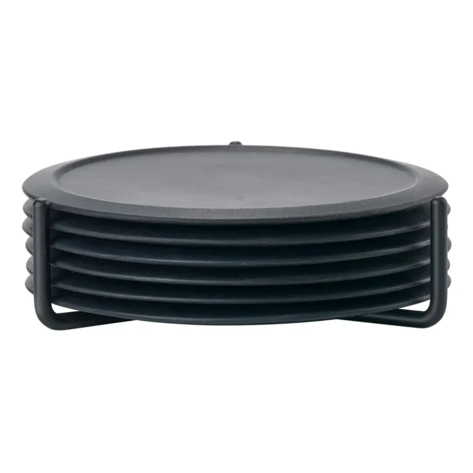 6 Posavasos con soporte Singles, Black