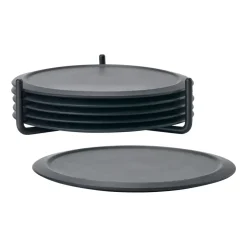6 Posavasos con soporte Singles, Black