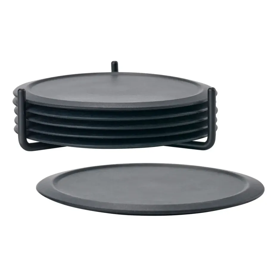 6 Posavasos con soporte Singles, Black