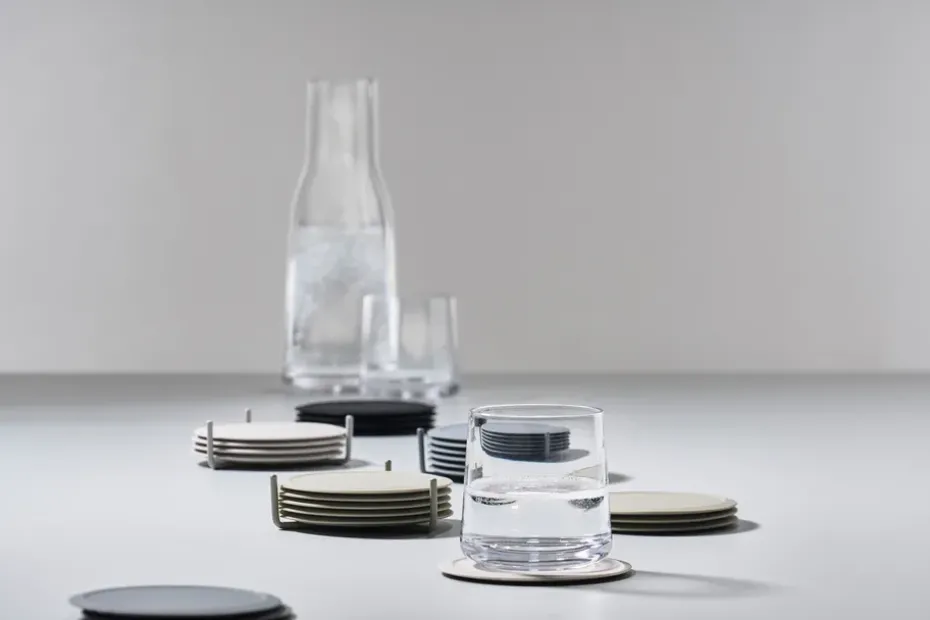6 Posavasos con soporte Singles, Black