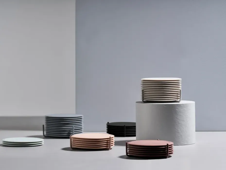 6 Posavasos con soporte Singles, Black