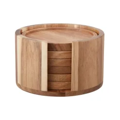 6 Posavasos Gota Ø10 cm, acacia