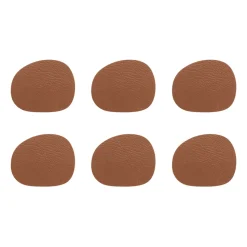6 Posavasos Raw cuero, Cinnamon brown (marrón)