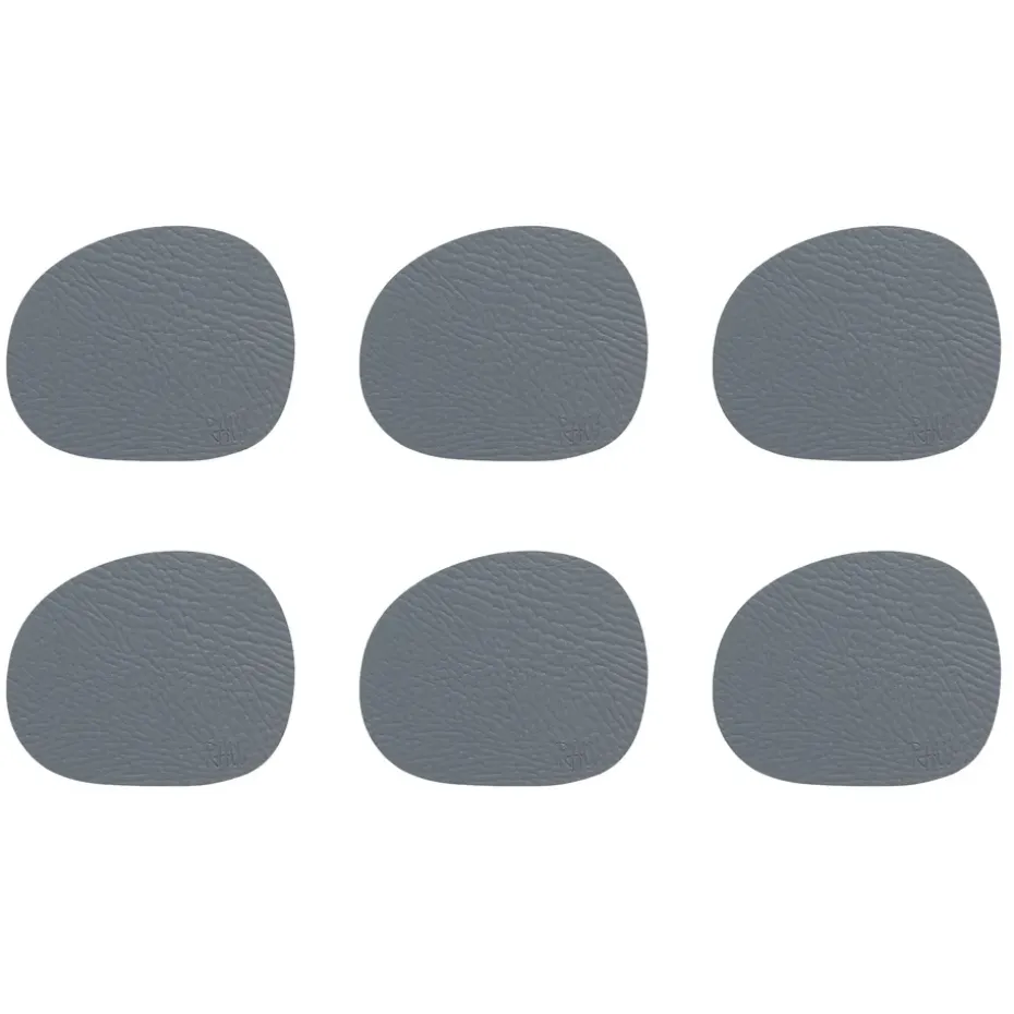 6 Posavasos Raw cuero, Grey buffalo (gris)