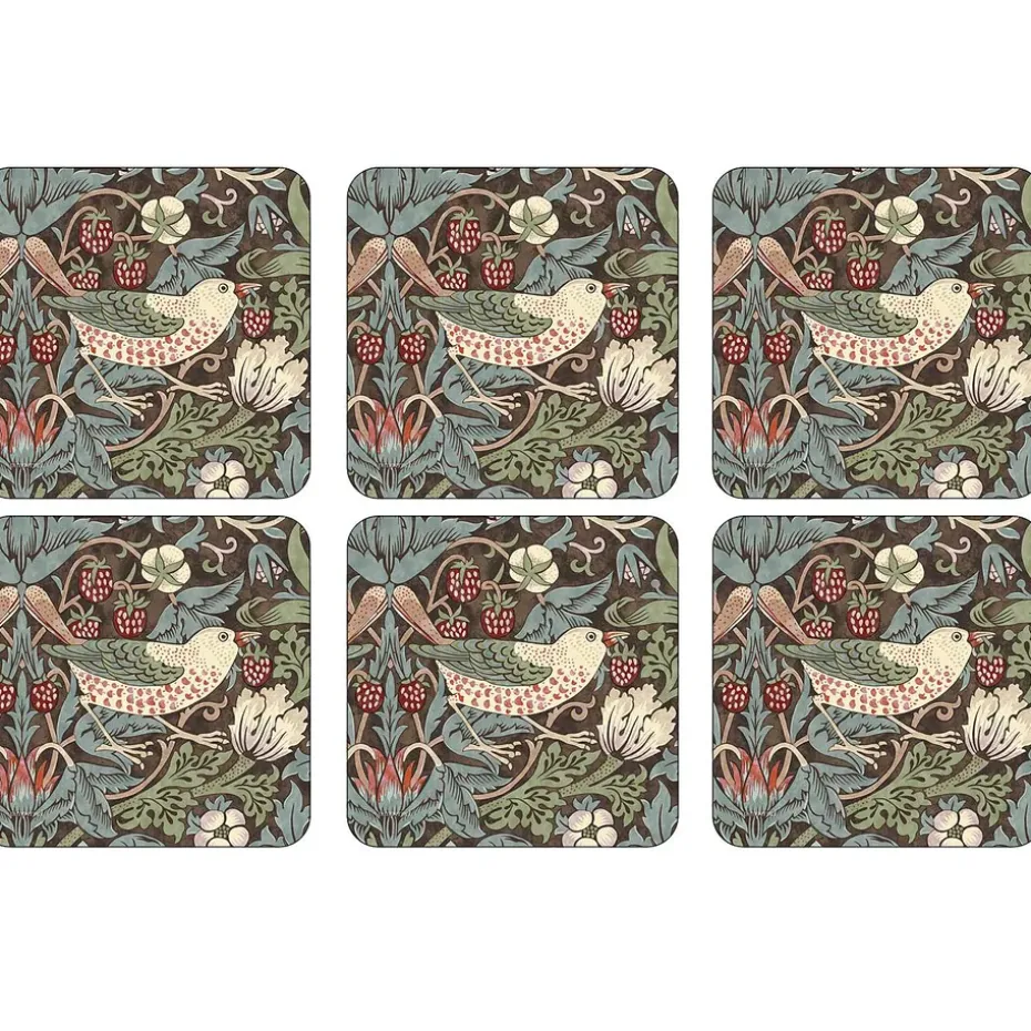 6 Posavasos Strawberry Thief, marrón