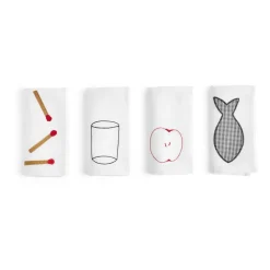 4 Servilletas de lino Sobremesa45x45 cm, White